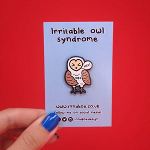 Irritable Owl Syndrome Enamel Pin - Invisible Illness Club - Innabox - self care - IBS