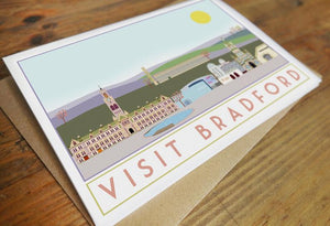 Bradford greetings card - tourism poster inspired - Sweetpea and Rascal - Yorkshire scenes