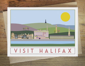 Halifax greetings card - tourism poster inspired - Sweetpea and Rascal - Yorkshire Greetings
