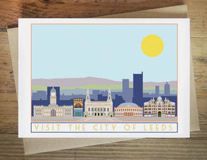 Leeds greetings card - tourism poster inspired - Sweetpea and Rascal - Yorkshire Greetings