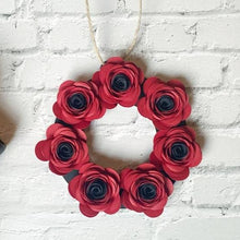 Load image into Gallery viewer, Poppy Paper Flower Wreath Decoration - Turn the Page Design
