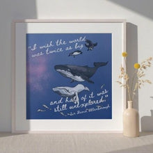 Load image into Gallery viewer, Humpback Whales - David Attenborough 8&quot; Square Print - MountainManDraws
