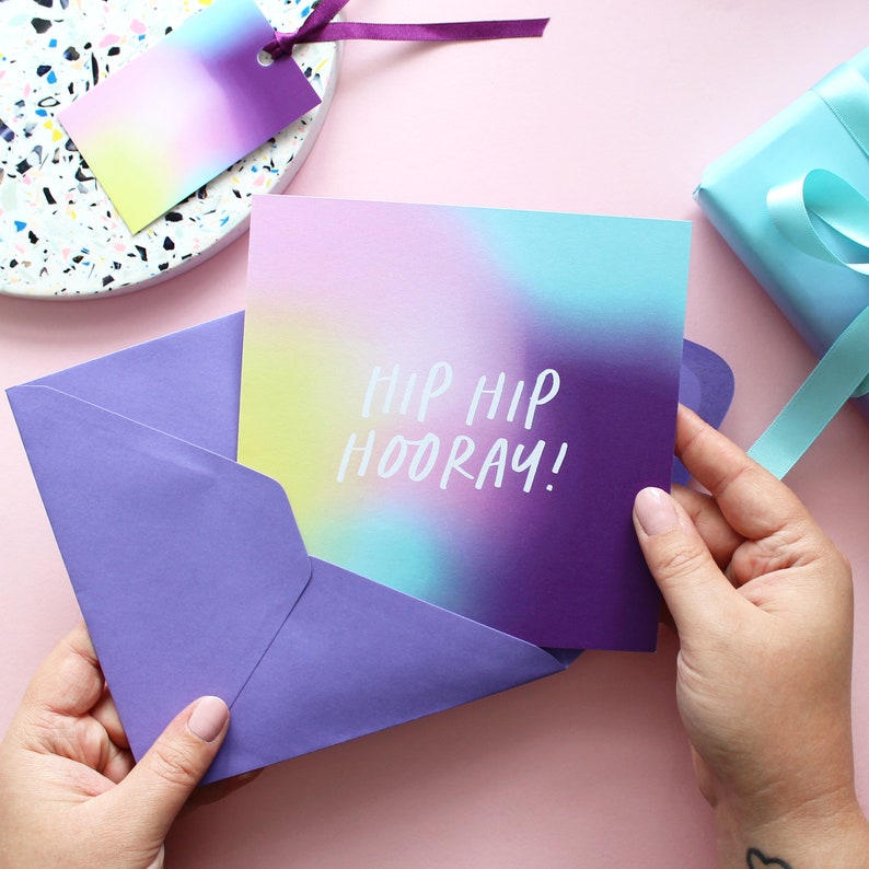 Hip hip hooray - Greetings Card - Purple Tree Designs - Congratulations card