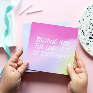 Wishing you the loveliest of birthdays - Greetings Card - Purple Tree Designs