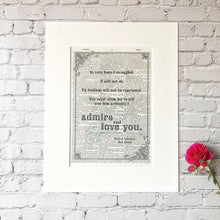 Load image into Gallery viewer, Dictionary Page Print - Pride and Prejudice - Jane Austen Quote -Turn the Page Design
