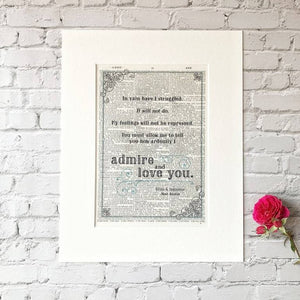 Dictionary Page Print - Pride and Prejudice - Jane Austen Quote -Turn the Page Design