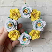 Load image into Gallery viewer, Yorkshire Rose Paper Flower Wreath Decoration - Turn the Page Design
