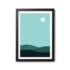 Emley Moor Mast Screen print - Yorkshire Landmarks Art print - Or8 Design