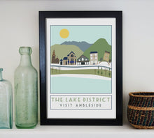 Load image into Gallery viewer, Ambleside travel inspired A3 poster print - Sweetpea &amp; Rascal - Lake District Cumbria
