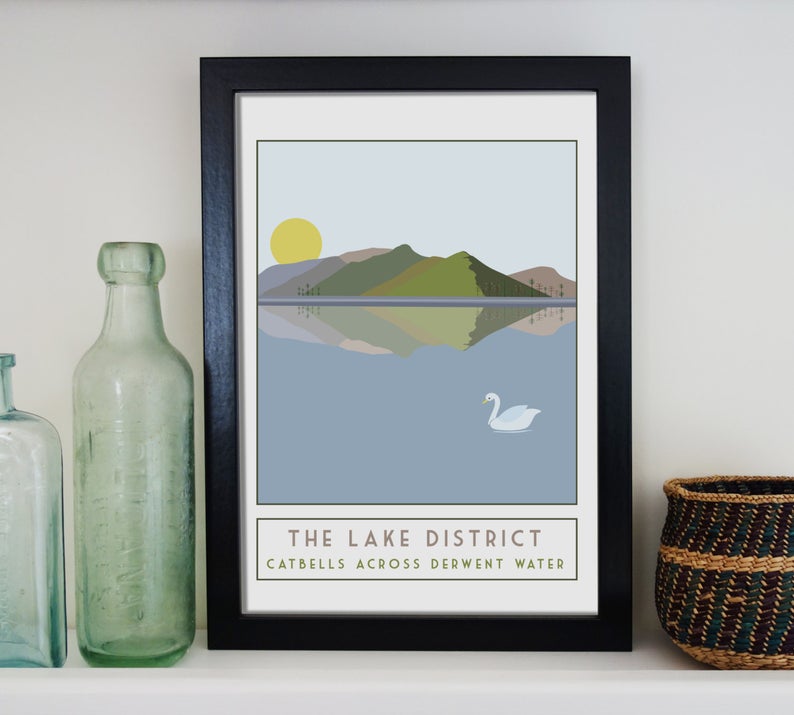 Catbells travel inspired A3 poster print - Sweetpea & Rascal - Lake District Cumbria