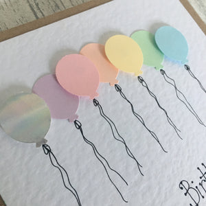 Rainbow Balloon Birthday Card - Handmade by Natalie