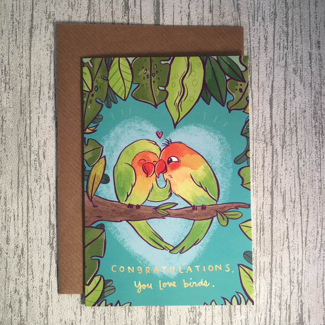 Congratulations you love birds - Alicia Souza - Wedding Card