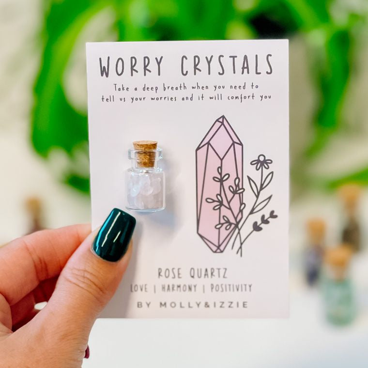 Worry Crystals Mini Jar - Rose Quartz - by Molly&Izzie