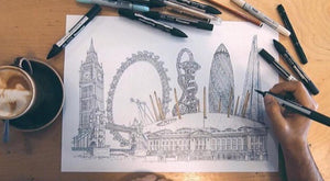 London Landmarks Collage Illustration - A4 print - Art by Arjo
