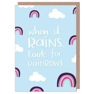 When it rains look for rainbows - greetings card - Whale and Bird