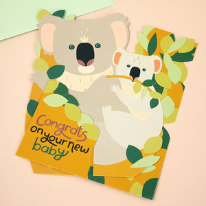 New  Baby Koala Card - 3D pop up card - Raspberry Blossom