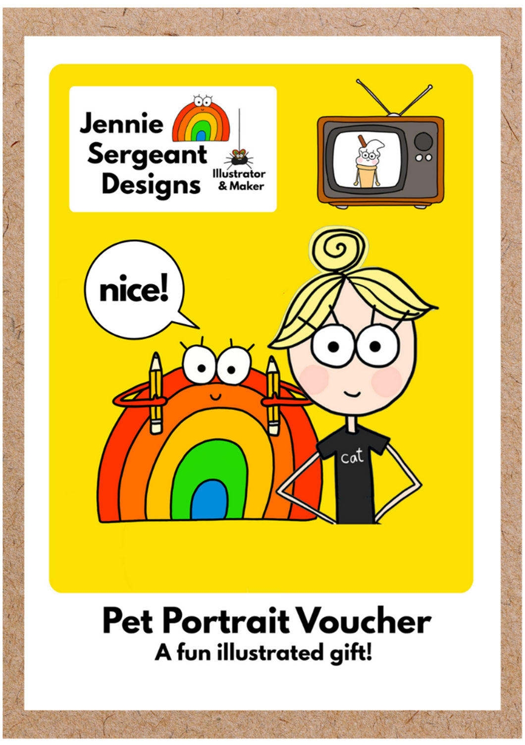 Pet Portrait Voucher - Personalised Pet drawings - Jennie Sergeant Designs