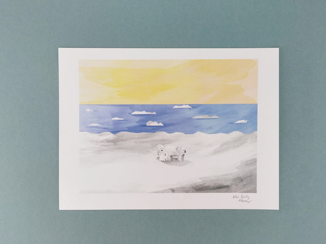 Polar Bear Family print - Illustrator Kate - A4 print