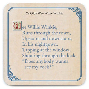 Cheeky Nursery Rhyme Coaster - Wee Willie Winkie - Sweary Coaster - Brainbox Candy