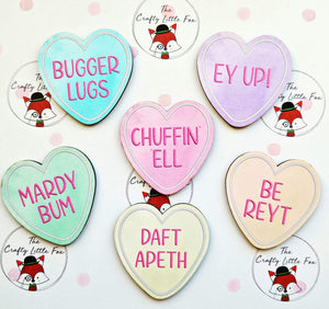 Yorkshire Sayings Heart Shaped Magnets - Lots of sayings to choose - The Crafty Little Fox