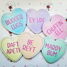 Load image into Gallery viewer, Yorkshire Sayings heart shaped coaster - Daft Apeth - The Crafty Little Fox
