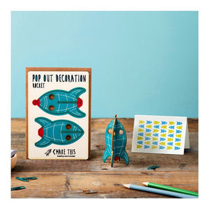 Rocket - Wooden Pop Out Card and Decoration - card and gift in one - The Pop Out Card Company