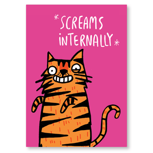 Positivity Postcard - Screams Internally Tiger - Katie Abey