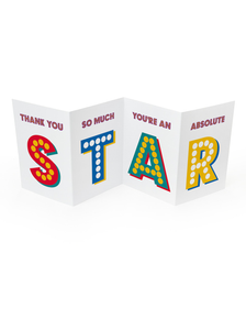 You're an absolute star - Thank you so much - Concertina Greetings Card - Brainbox Candy