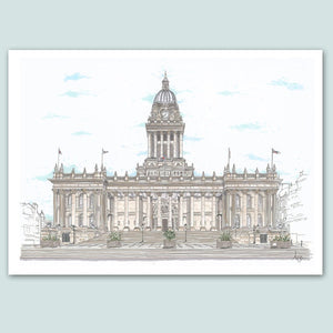 Leeds Town Hall Illustration - A4 print - Art by Arjo - Leeds artwork