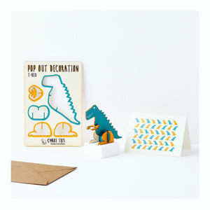 T-Rex - Wooden Pop Out Card and Decoration - card and gift in one - The Pop Out Card Company