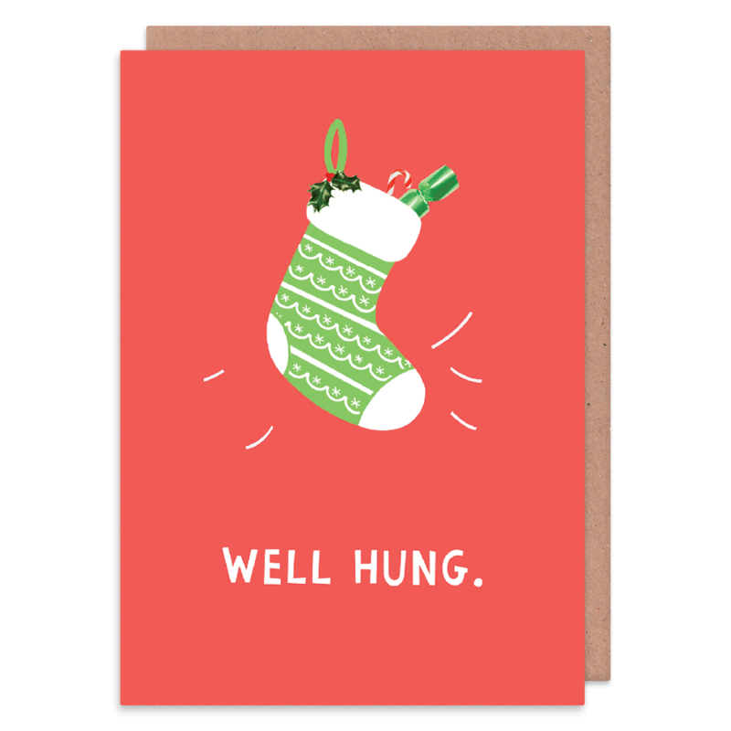 Well Hung - Christmas Card - Puns - Whale and Bird