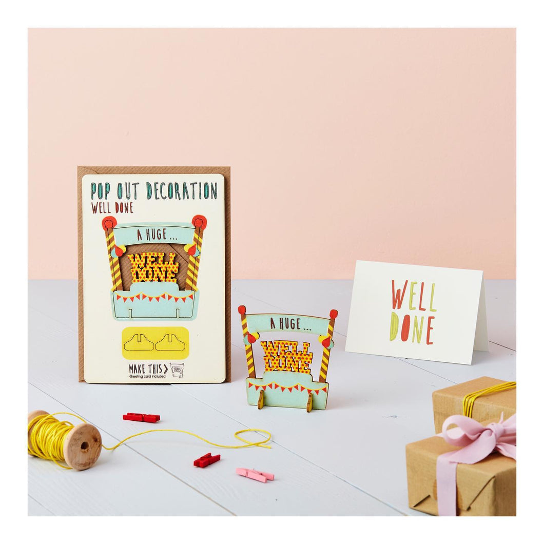 Well Done Banner - Wooden Pop Out Card and Decoration - card and gift in one - The Pop Out Card Company