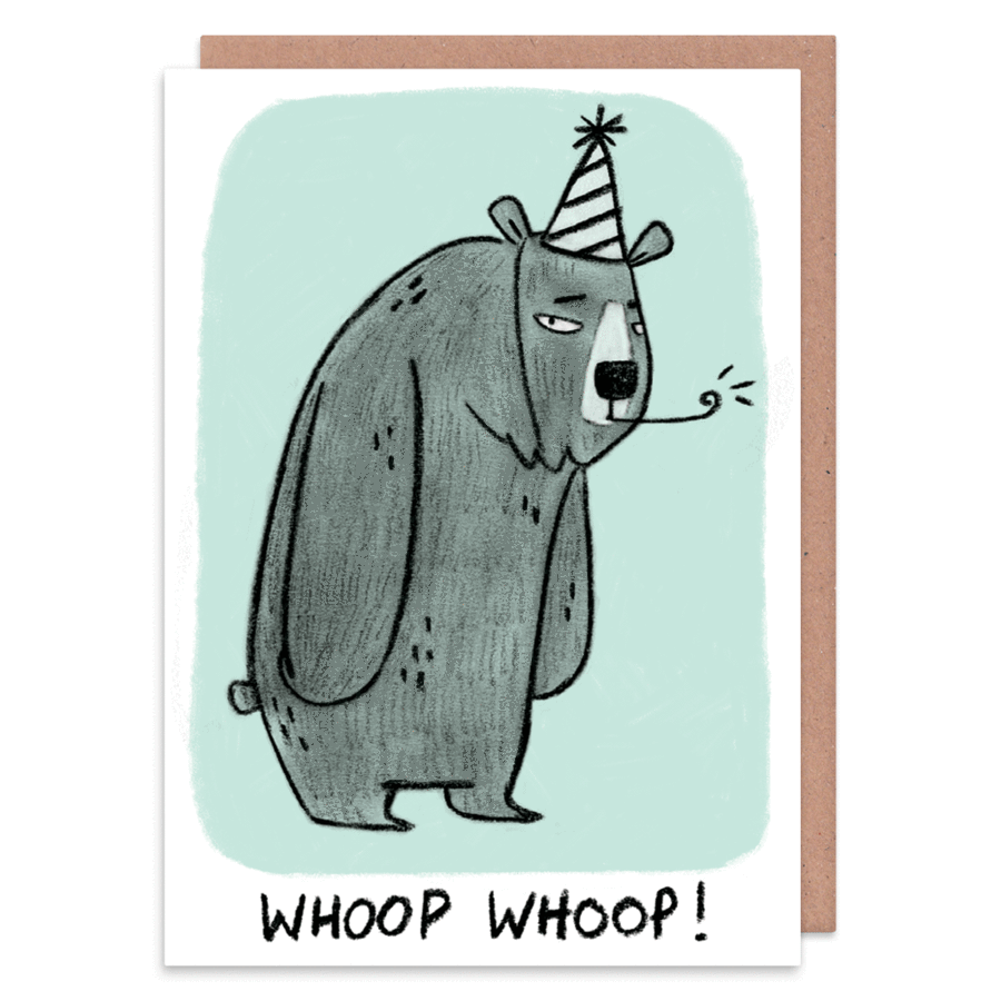 Whoop Whoop Bear - Congratulations - greetings card - Whale and Bird